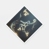 ネオン白熱［赤熱］光を放つバスケットボール選手 スタンダードランチョンナプキン (角)