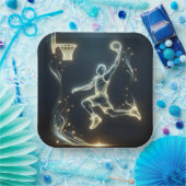 ネオン白熱［赤熱］光を放つバスケットボール選手 ペーパープレート (パーティー)