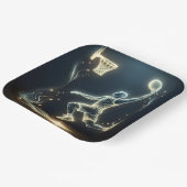 ネオン白熱［赤熱］光を放つバスケットボール選手 ペーパープレート (傾斜あり)