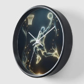 ネオン白熱［赤熱］光を放つバスケットボール選手 壁時計 (傾斜)