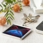 ネオン白熱［赤熱］光を放つバタフライ炎フラクタル抽象芸術アート キーホルダー (側面)