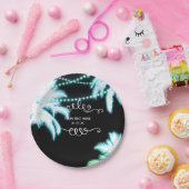 ネオン白熱［赤熱］光を放つパームツリーズビーチパーティー夏 ペーパープレート (パーティー)