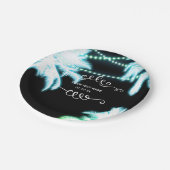 ネオン白熱［赤熱］光を放つパームツリーズビーチパーティー夏 ペーパープレート (アングル)