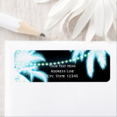 ネオン白熱［赤熱］光を放つパームツリーズビーチパーティー夏 ラベル (インサイチュ)