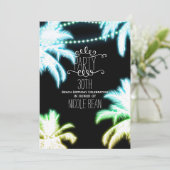 ネオン白熱［赤熱］光を放つパームツリーズビーチパーティー夏 招待状 (スタンド正面)