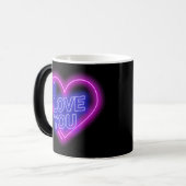 ネオン白熱［赤熱］光を放つピンクブルーバレンタインハートモーフィング モーフィングマグカップ (正面左)