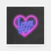 ネオン白熱［赤熱］光を放つピンクブルーバレンタインハート中 スタンダードランチョンナプキン (正面)