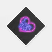 ネオン白熱［赤熱］光を放つピンクブルーバレンタインハート中 スタンダードランチョンナプキン (角)