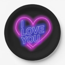 ネオン白熱［赤熱］光を放つピンクブルーバレンタインハート大9"