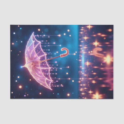 ネオン白熱［赤熱］光を放つピンク傘デカップージ紙 薄葉紙 (正面)