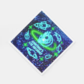 ネオン白熱［赤熱］光を放つブルー宇宙飛行士ロケット スタンダードランチョンナプキン (角)