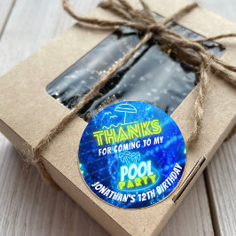 ネオン白熱［赤熱］光を放つボーイズプールパーティーブルーグリーンサンキュー ラウンドシール