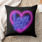 ネオン白熱［赤熱］光を放つルックピンクブルーバレンタインハート大 クッション (ブランケット)