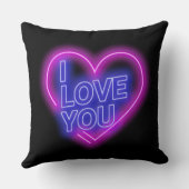 ネオン白熱［赤熱］光を放つルックピンクブルーバレンタインハート大 クッション (裏面)