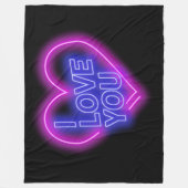 ネオン白熱［赤熱］光を放つルックピンクブルーバレンタインハート大 フリースブランケット (正面)