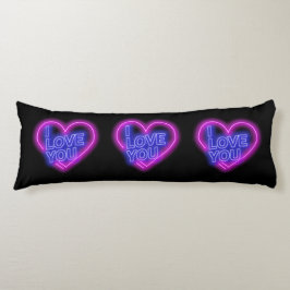 ネオン白熱［赤熱］光を放つルックピンクブルーバレンタインハート ボディピロー