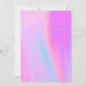 ネオン白熱［赤熱］光を放つローラスケートで滑る雪誕生日ピンク 招待状 (裏面)