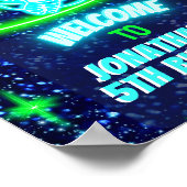 ネオン白熱［赤熱］光を放つ宇宙ロケット船ボーイズパーティー歓迎 ポスター (角)