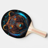 ネオン白熱［赤熱］光を放つ発光熊芸術的 卓球ラケット (横)