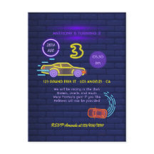 ネオン看板 レーシングカーテーマの男の子の3歳誕生日パーティー