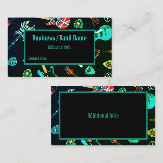ネオン石のギターのミュージシャンの名刺 名刺 (正面/裏面)