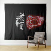 ネオン祈の手をパーソナライズまたはカスタマイズす タペストリー (インサイチュ(横))