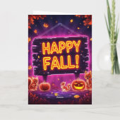 ネオン秋のグリーティングカード 5x7 – ハッピーオータムリーブス カード (裏面)