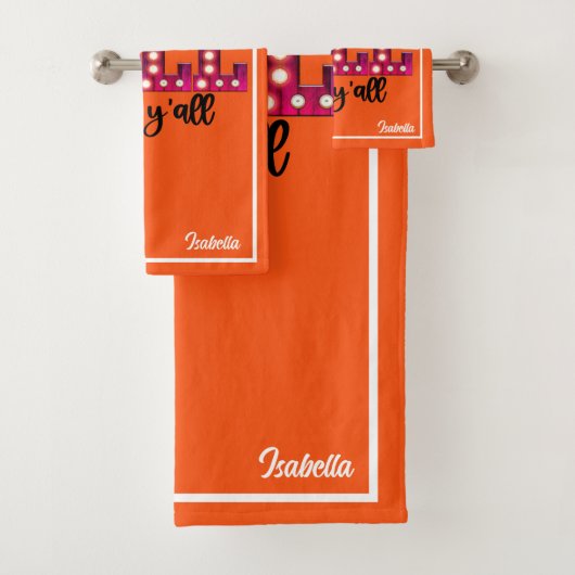 ネオン秋秋カスタマイズ文字とカラー バスタオルセット (インサイチュ)