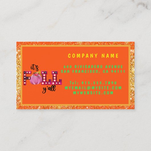 ネオン秋秋カスタマイズ文字とカラー 名刺 (裏面)