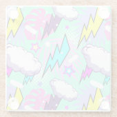 ネオン稲妻ボルト&スターパターン ガラスコースター (裏面)