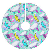 ネオン稲妻ボルト&スターパターン ブラッシュドポリエステルツリースカート (正面)