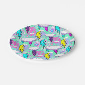 ネオン稲妻ボルト&スターパターン ペーパープレート (アングル)