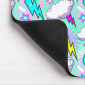 ネオン稲妻ボルト&スターパターン マウスパッド (コーナー)