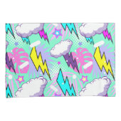 ネオン稲妻ボルト&スターパターン 枕カバー (正面右)