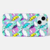 ネオン稲妻ボルト&スターパターン Case-Mate iPhoneケース (裏面 (横))