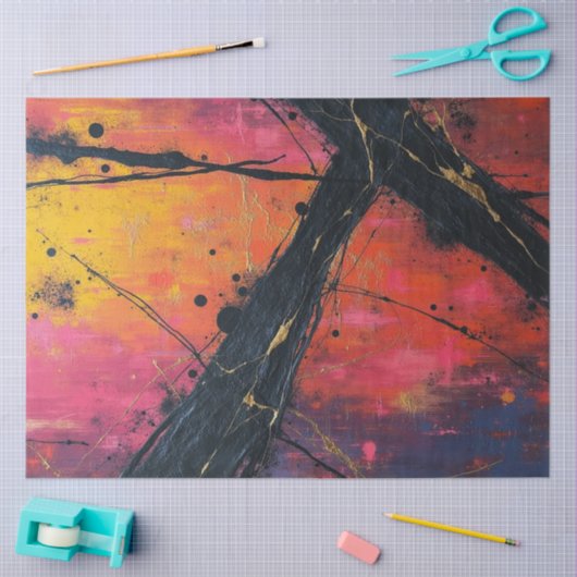 ネオン粉砕：切り離された抽象芸術フロー切り離し 薄葉紙 (クラフト)