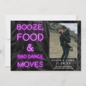 ネオン紫のカジュアルヤシの葉は日付写真を保存 セーブザデート (正面)