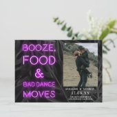 ネオン紫のカジュアルヤシの葉は日付写真を保存 セーブザデート (スタンド正面)