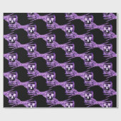 ネオン紫のスケルトンのギフトラップ ラッピングペーパー (フラット)