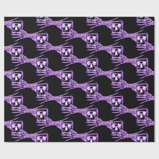 ネオン紫のスケルトンのギフトラップ ラッピングペーパー (フラット)