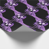 ネオン紫のスケルトンのギフトラップ ラッピングペーパー (角)