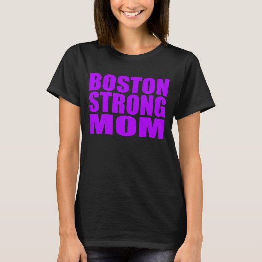 ネオン紫色のボストン強いお母さんのワイシャツ Tシャツ (正面)