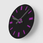 ネオン紫色の時計 ラウンド壁時計 (傾斜)