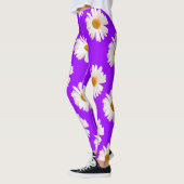 ネオン紫色の背景に白いジャスミン レギンス (左)