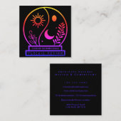 ネオン結晶ボールサイキックミディアムブラックユニーク スクエア名刺 (正面/裏面)