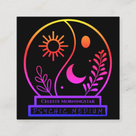 ネオン結晶ボールサイキックミディアムブラックユニーク スクエア名刺