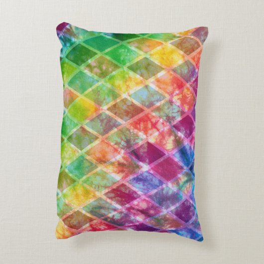 ネオン絞り染めウォーターカラーハーレキンアーガイル アクセントクッション (裏面(縦))