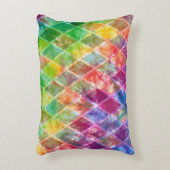 ネオン絞り染めウォーターカラーハーレキンアーガイル アクセントクッション (正面(垂直))