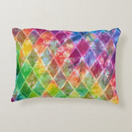 ネオン絞り染めウォーターカラーハーレキンアーガイル アクセントクッション (裏面)