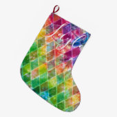 ネオン絞り染めウォーターカラーハーレキンアーガイル ラージクリスマスストッキング (正面 (吊り時))